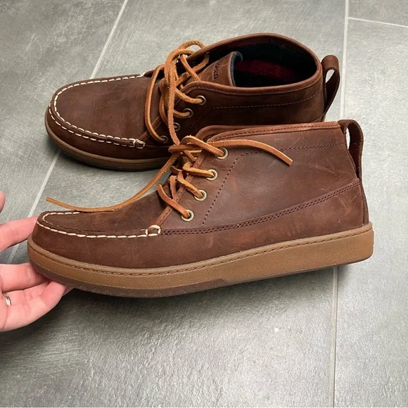 L.L.Bean Mens Flannel Lined Leather Ranger Moc Toe Chukka Boots, Size 9 - Picture 7 of 14